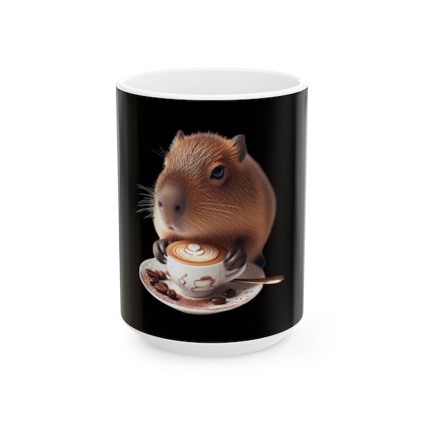 Capybara Coffee Cup Latte, Ceramic Mug, (11oz, 15oz)