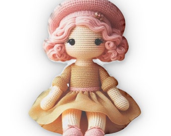 Florence - DECORATIVE CROCHET DOLL home decor Special amigurimi object for bookcases baby Gift for adult and kid Shaped Pillow