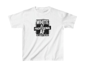White AF shirt, White History Tshirt, Funny T-Shirt, Kids Heavy Cotton™ Tee