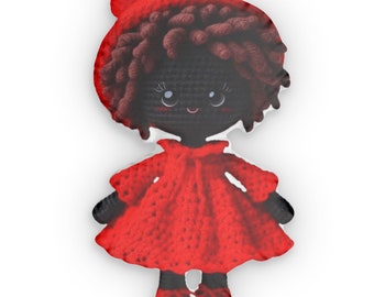 BLACK LADY CHRISTMAS Gift Decorative princess, crochet doll Object for bookcases, baby Gift for adult and child, Shaped Pillow