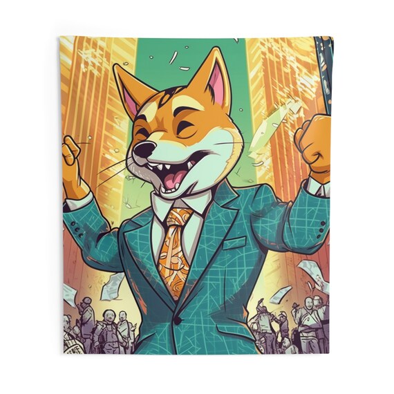 Synthwave Shiba Inu NYSE Collector s Gear Indoor Wall Tapestries Etsy