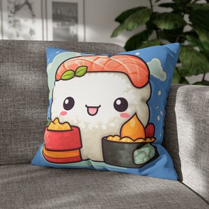 Anime Sushi - Japanese Cute kawaii - Otaku Gift - Spun Polyester Square Pillow Case