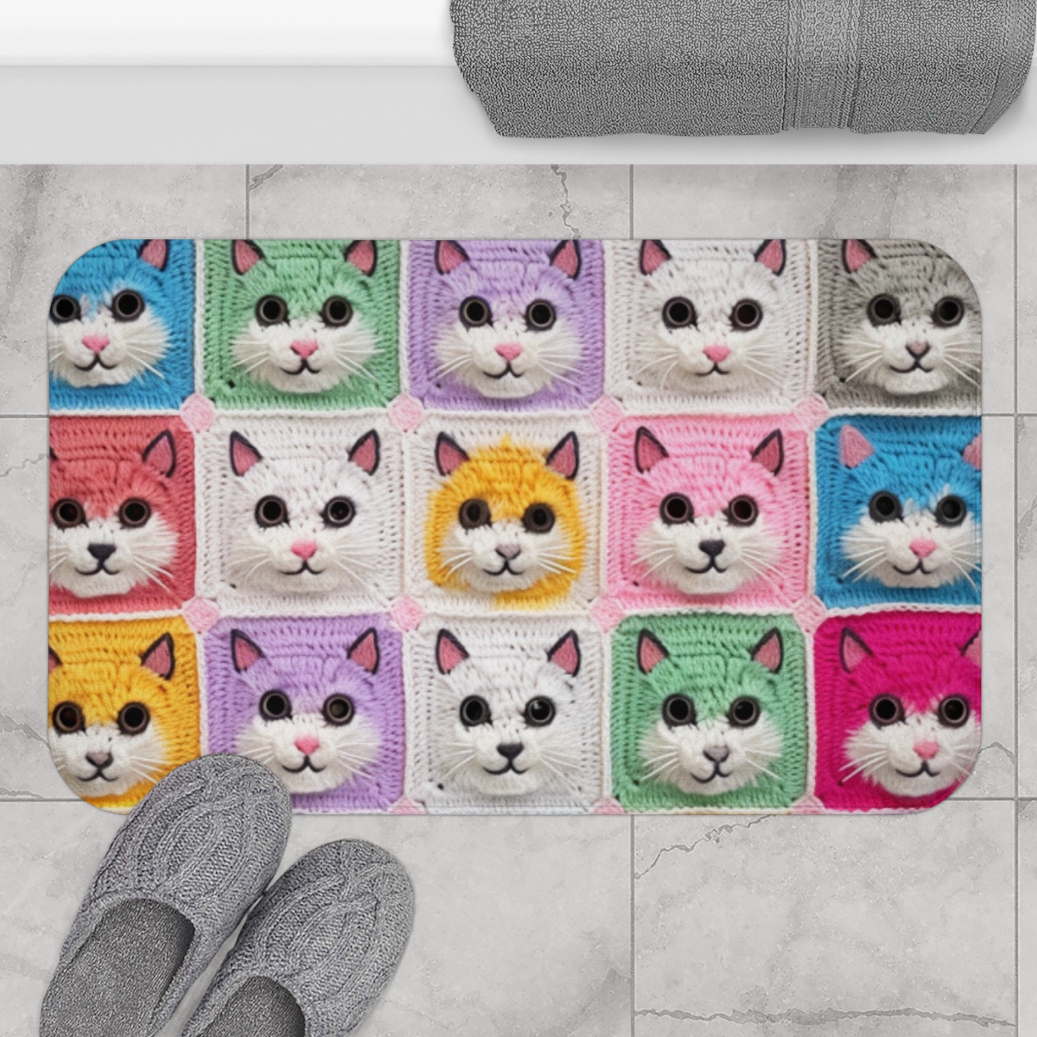 Cat Bath Mat Bathroom Rug, Plush Microfiber Shower Rug Non-Slip Water  Absorbent Bath Rug, Funny Animal Floor Mats for Kids Room, Bedroom, Kitchen  (Calico Cat, 16 x 24) 
