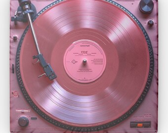 Lecteur de musique en vinyle rose, cadeau vintage, coussin en forme