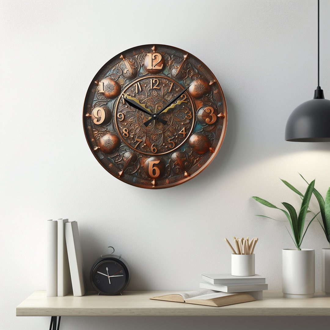 Copper Metal Design Acrylic Wall Clock - Etsy