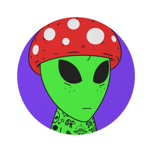 Red Mushroom Head Green Alien Freckles Space Cartoon Tattoos UFO Cows Milk Visitor Round Rug .br Red Mushroom Head Green Alien Freckles Space Cartoon Tattoos UFO Cows Milk Visitor Round Rug .br