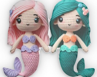 MERMAID BIRTHDAY GIFT for girl kids Wearable Crochet stuffed doll / Daughter granddaughter / Unique baby shower - Sale, Shaped Pillow