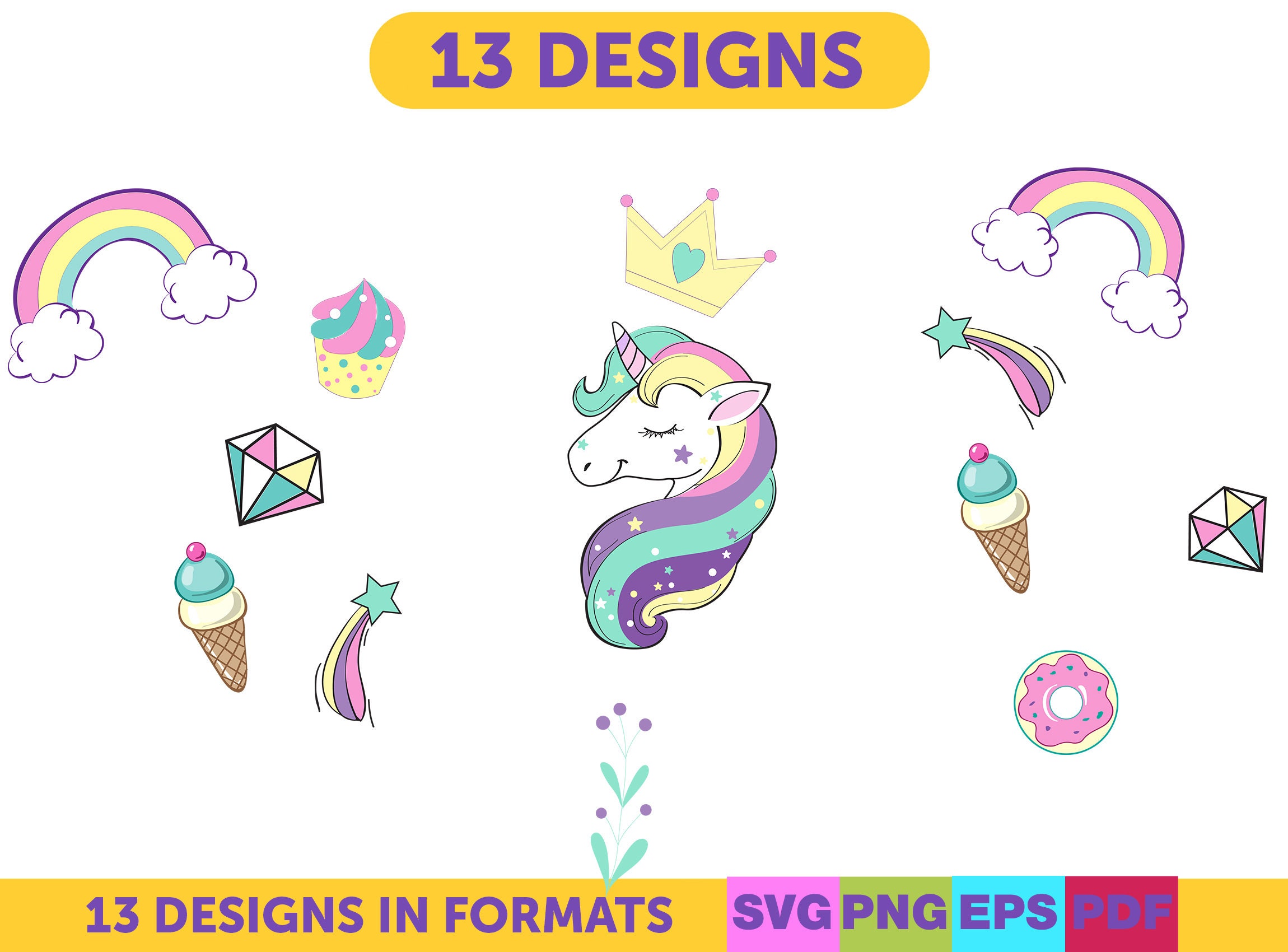 Download Unicorn Birthday Svg Rainbow Clipart