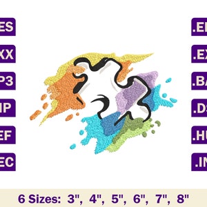 Puzzle embroidery design, Puzzle embroidery pattern,Puzzle embroidery file,Watercolor embroidery designs,Machine embroidery designs download