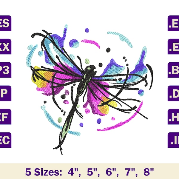 Dragonfly machine embroidery designs,Dragonfly embroidery desigs,Dragonfly embroidery pattern,Watercolor machine embroidery designs