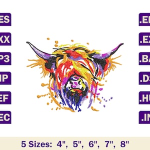 Bull head embroidery design, Animal machine embroidery design, Animal embroidery pattern, Watercolor embroidery designs,Bull embroidery file
