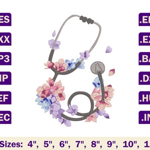 Stethoscope embroidery design, Stethoscope embroidery file, Medical embroidery pattern, Nurse embroidery design, Doctor embroidery design