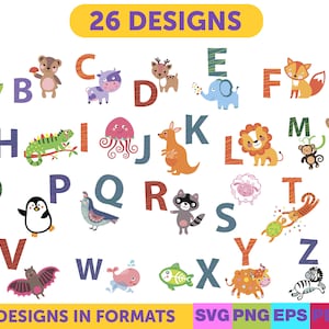Alphabet svg,Alphabet animals,Letter svg,Alphabet png,Nursury alphabet printable,Alphabet letter clipart,SVG alphabet design