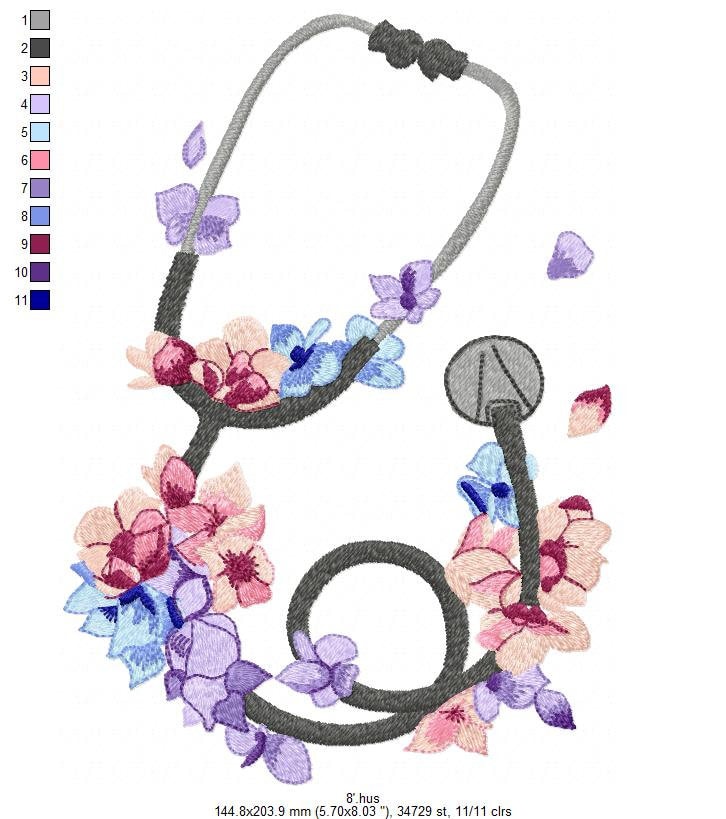 Stethoscope Embroidery Design Stethoscope Embroidery File Etsy