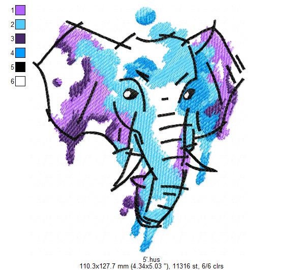 Elephant Machine Embroidery Designselephant Embroidery Etsy
