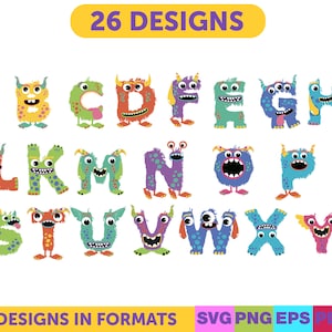 Alphabet Svg,alphabet Animals,monster Alphabet Svg,alphabet Png,nursury ...