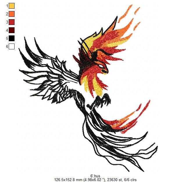 Phoenix Machine Embroidery Designsphoenix Embroidery Etsy