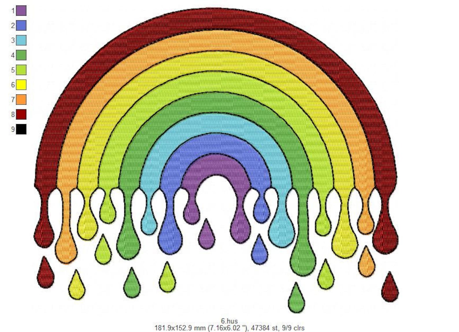 Rainbow Machine Embroidery Designsmachine Embroidery Designs Etsy