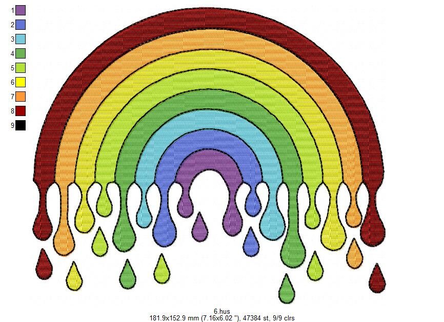 Rainbow Machine Embroidery Designsmachine Embroidery Designs Etsy