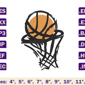 Basketball machine embroidery design, Basketball embroidery pattern, Basketball embroidery file, Sport embroidery design