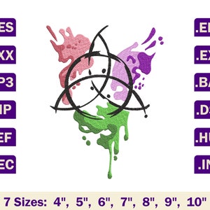 Charmed sign embroidery file, Witches knot embroidery design, Witches knot machine embroidery pattern