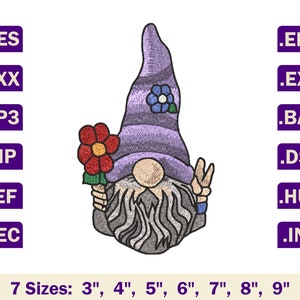 Gnome embroidery designs for machine, Gnome embroidery patterns,Gnome embroidery file,Embroidery designs for kids,Embroidery design download