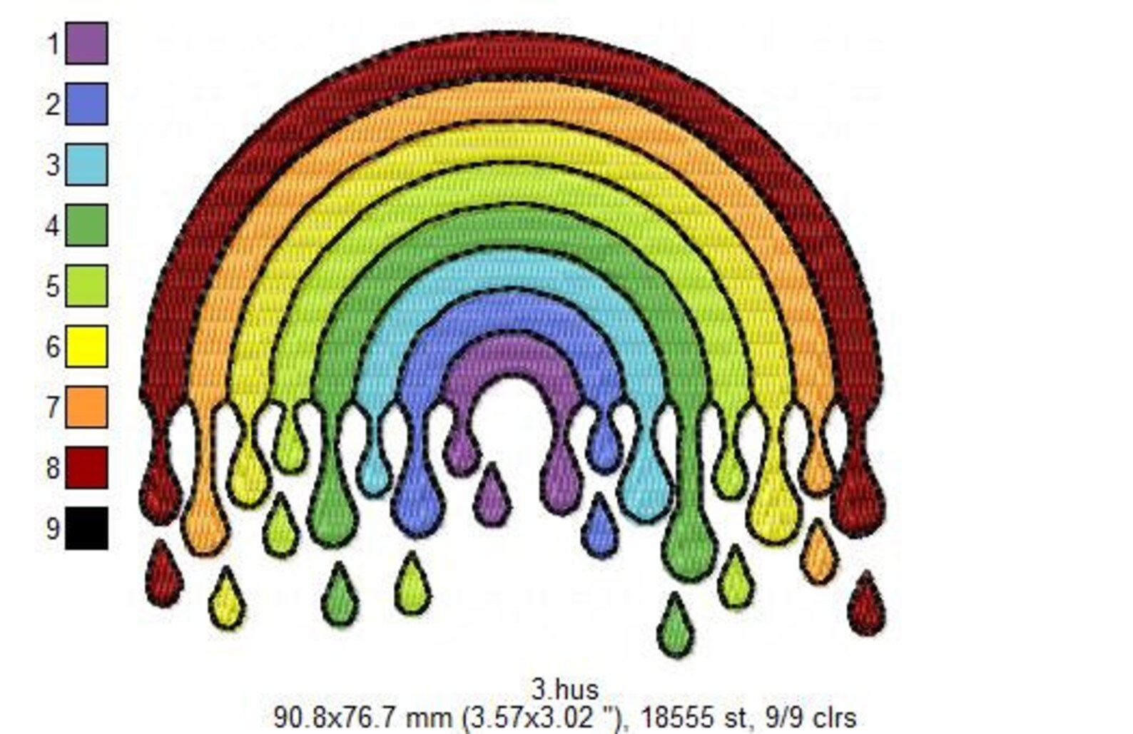 Rainbow Machine Embroidery Designsmachine Embroidery Designs Etsy