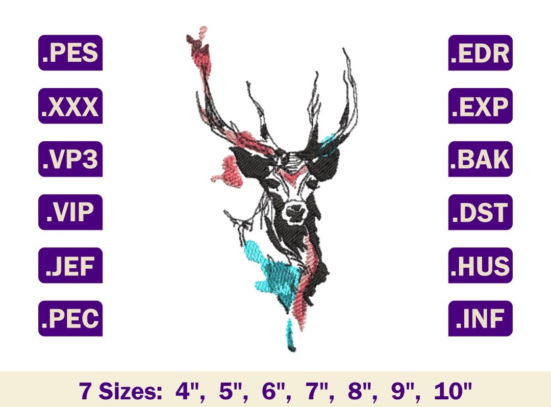 Deer Machine Embroidery Designsdeer Embroidery Designsdeer Etsy