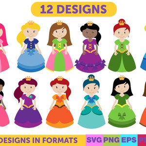 Prinzessin Svg, Prinzessin Clipart, kleine Prinzessin Svg, Prinzessin Silhouette, Prinzessin Png, Fee Clipart, süße Mädchen Clipart, Prinzessin cricut