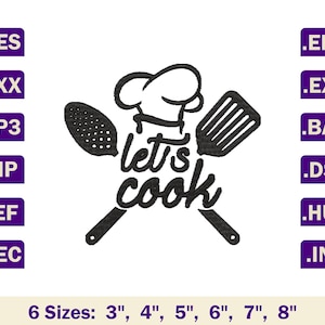 Kitchen machine embroidery designs,Kitchen embroidery designs,let's cook machine embroidery pattern,Let's cook machine embroidery designs