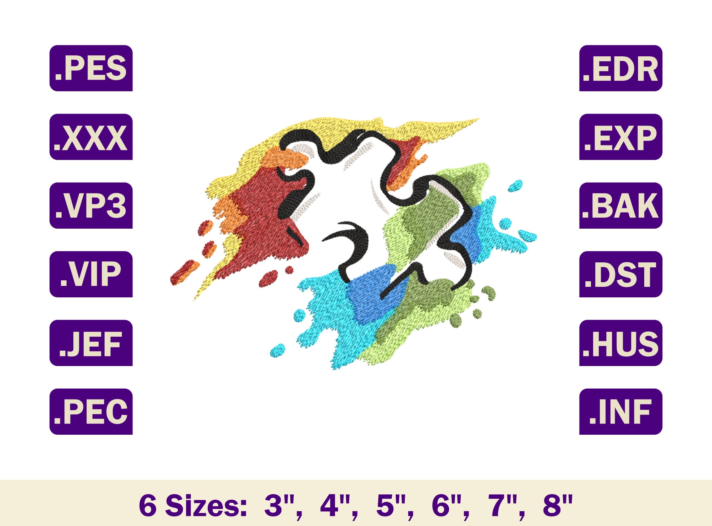 Puzzle embroidery design, Autism machine embroidery designs, Autism embroidery pes, Autism embroidery file, Watercolor embroidery pattern