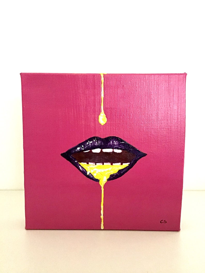 Pop Art Sexy Drip Lips Painting Etsy