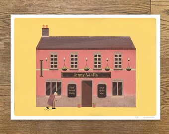 Jenny Watts Pub Print, Bangor, Northern Ireland, Irish Wall Art
