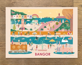 Bangor County Down Print – Illustrated Northern Ireland Wall Art