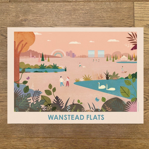 WANSTEAD FLATS Print - East London Poster - Illustrated Wall Art - Wanstead Flats Print - Forest Gate - Manor Park - Leytonstone - Leyton