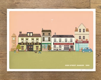 Nostalgic Bangor #3 High Street, Co.Down. Print - Poster - Wall Art