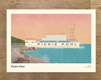 Pickie Pool Vintage Print – Bangor Lido Poster, Retro Wall Art