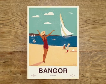 BEACH SCENE - BANGOR - Print - County Down - Northern Ireland - Poster - Print - Wall art