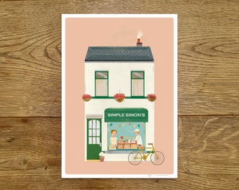 SIMPLE SIMON'S BAKERY - Print - Poster - Bakery - Wall Art - Vintage