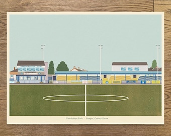 BANGOR FOOTBALL CLUB - Clandeboye Park - Print - Poster - Wall Art