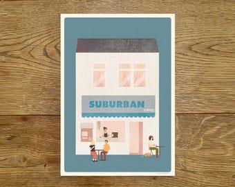 SUBURBAN COFFEE SHOP, Ballyholme, Bangor County down, cafe, Print