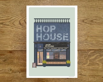 HOP HOUSE  Print - Bangor - County down - Northern Ireland - Pub art - Vintage - Wall Art