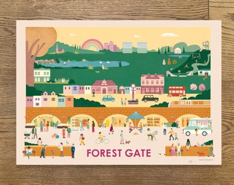 Forest Gate Illustrated Print – East London Vintage Wall Art