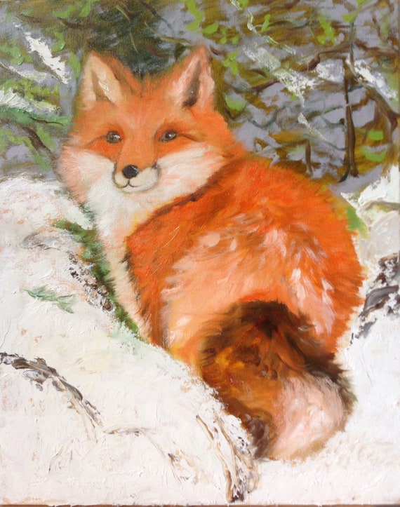 Fox Oil Painting Ideas For Woll Design Gift Art Painting Etsy