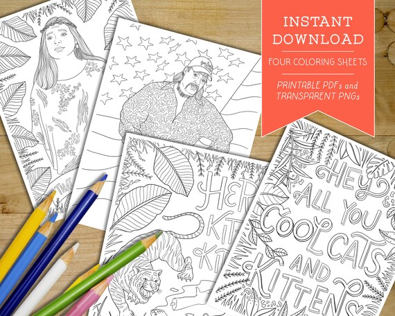 Download Printable Tiger King Coloring Sheets Digital Joe Exotic Etsy