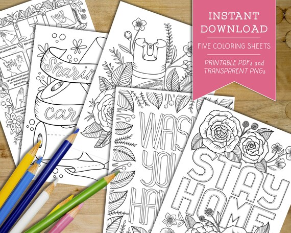 Download Social Distancing Adult Coloring Pages Wash Your Hands Etsy