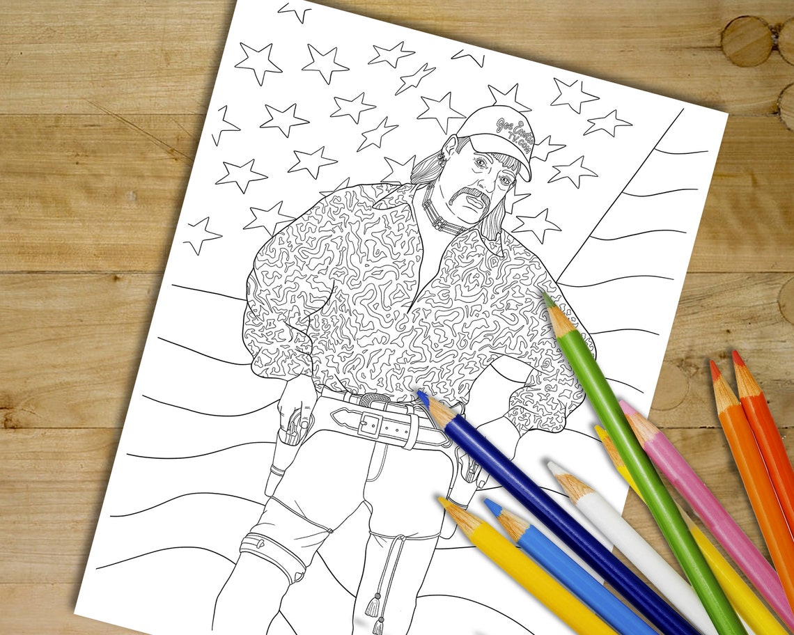 Printable Tiger King Coloring Sheets Digital Joe Exotic Etsy