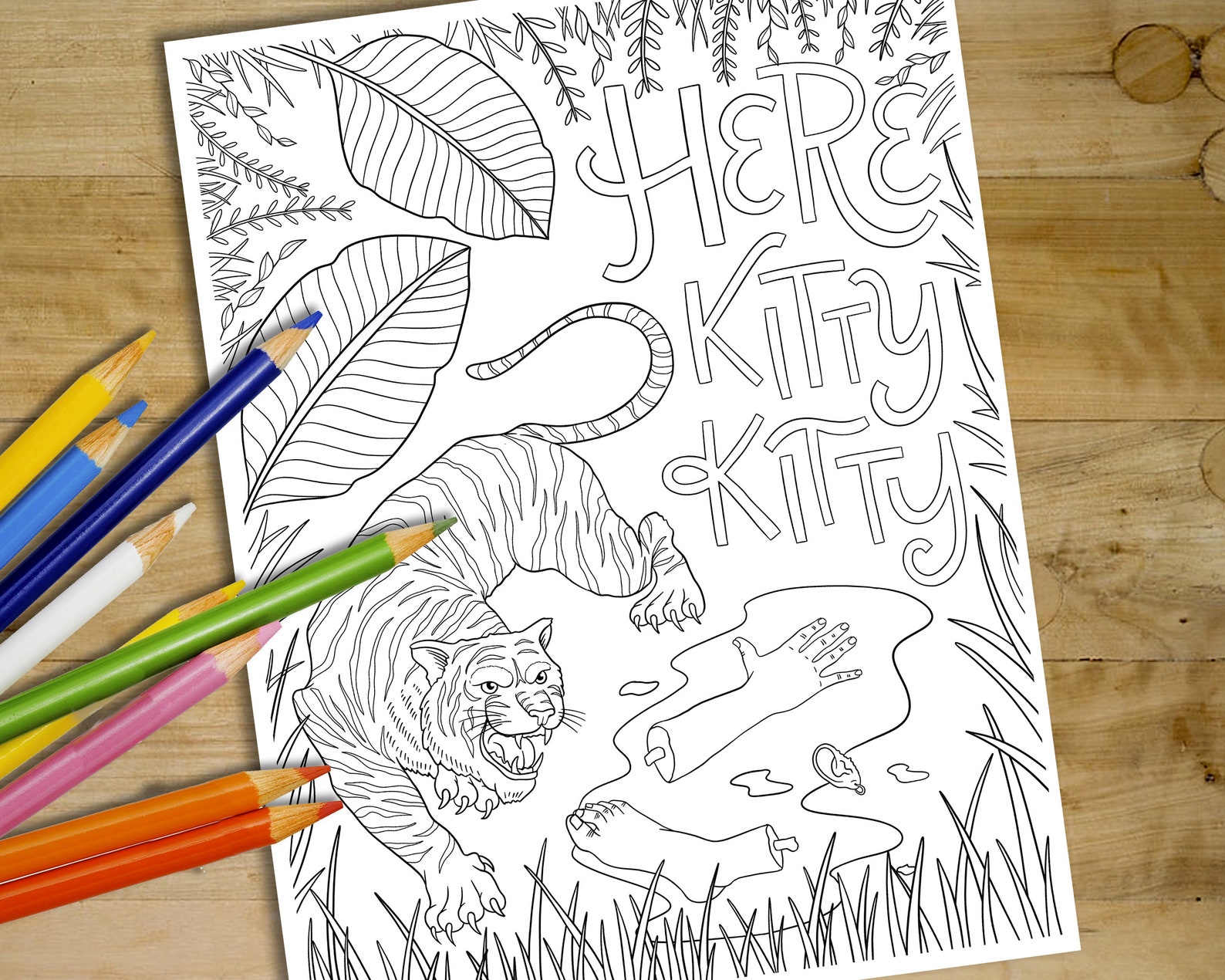 Printable Tiger King Coloring Sheets Digital Joe Exotic Adult Coloring