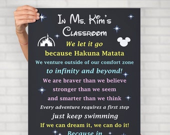 Teacher Gift, Disney Classroom Poster, teacher gifts, Teacher thank you gift, teacher gifts, Gift for Teacher, Classroom poster, H13