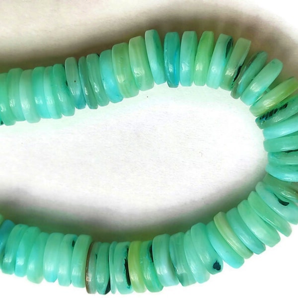 30 ethnic heishi blue shell washer beads